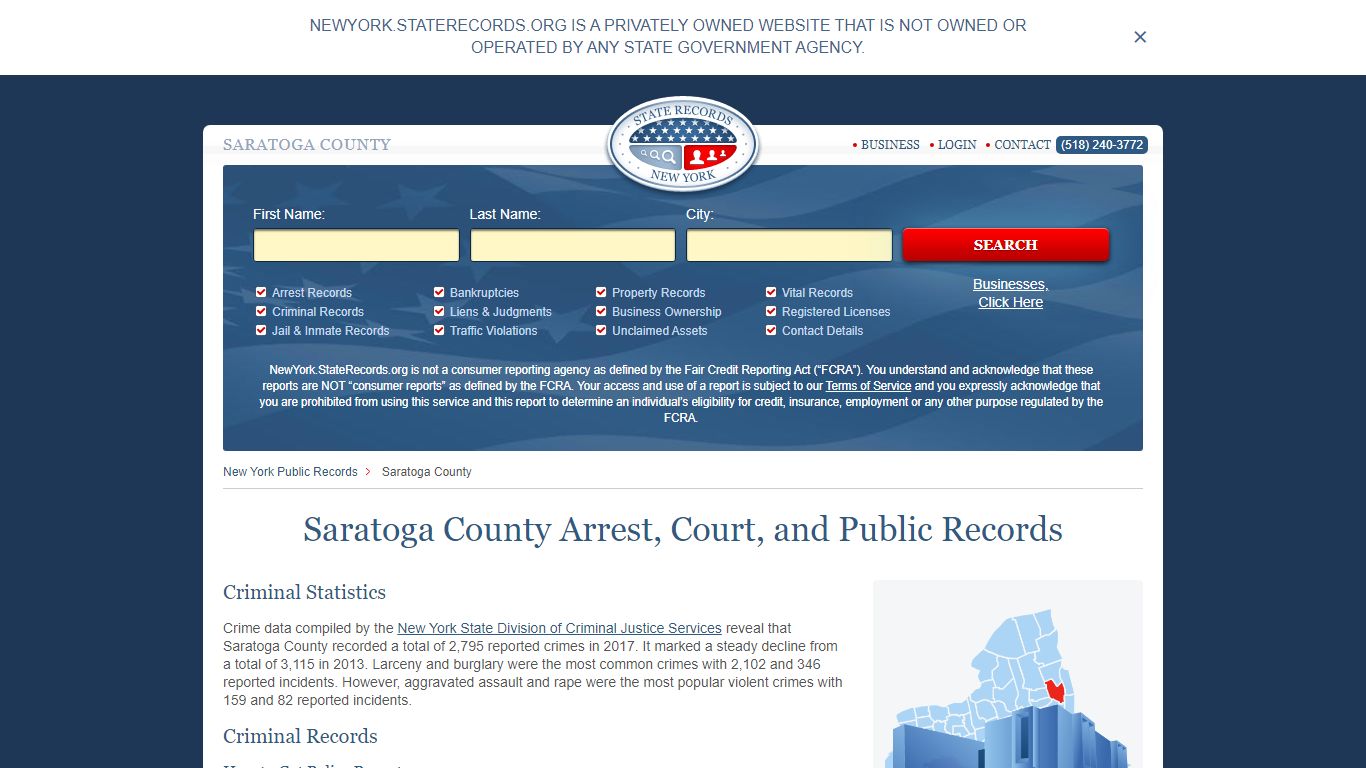 Saratoga County Arrest, Court, and Public Records