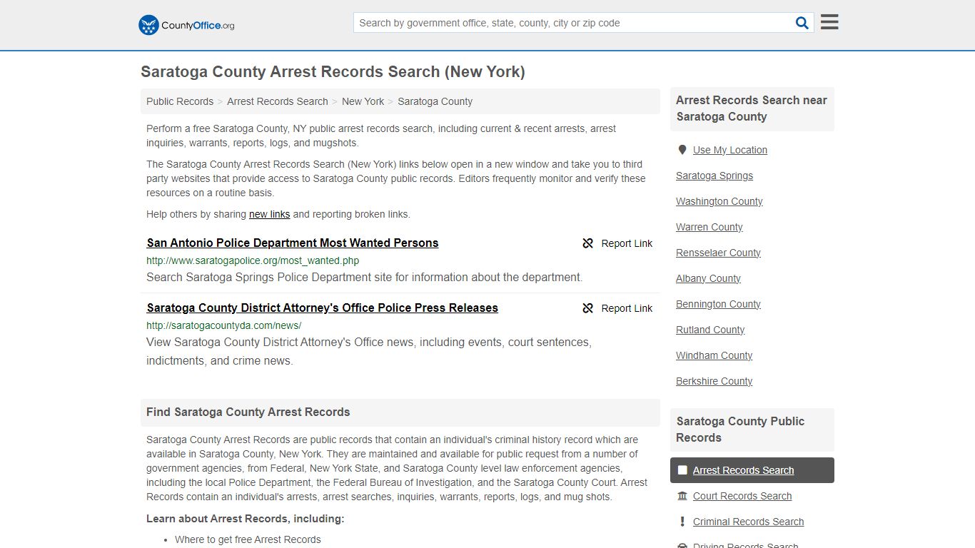 Arrest Records Search - Saratoga County, NY (Arrests & Mugshots)